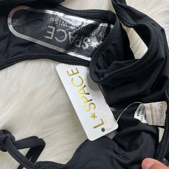 NWT L*space Swimsuit Set Romi Lace Up Bikini Top Large Side Tie Bottom Medium - Picture 9 of 9